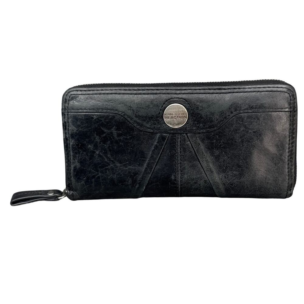 Kenneth Cole Reaction Black Leather Zip-Around Wallet